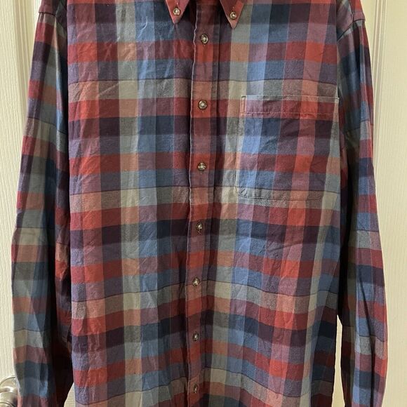 Viyella Plaid Cotton Wool Blend Button Up Shirt Colorful Canada Men's Size Large - Picture 3 of 11